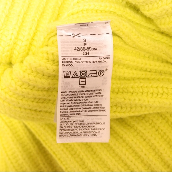 Banana Republic Chunky High Crew-Neck Sweater Neon Yellow-Green Size US S - Picture 4 of 6